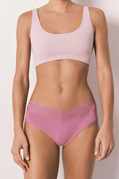 Women'secret Pink cotton classic full brief lace panty