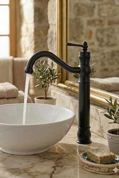DUREVO صنبور حوض حمام عتيق الطراز - صنبور حمام ريترو باللون الأسود
