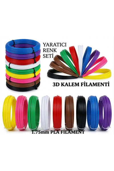 Sowner Technologies 3d Kalem Filament Pla 1.75mm Pla 5 Renk X 10 Metre 3 Boyu...
