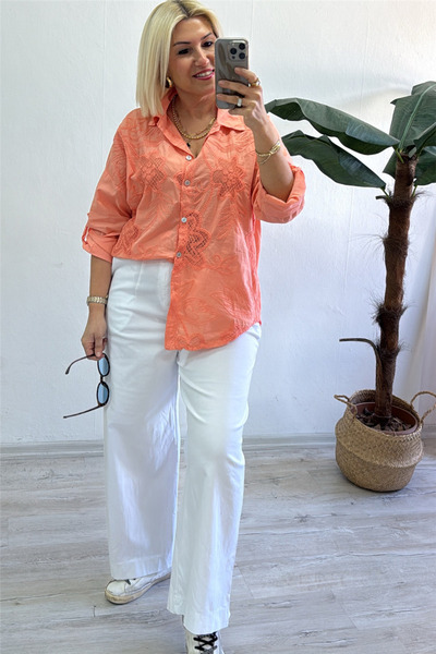 By Esra Celkan White Beli Wide-Leg Imported Cotton Trousers with Belt Accesso...