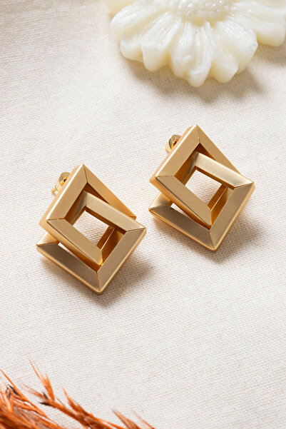 Elika Silver Women's Geometric Gold Earrings