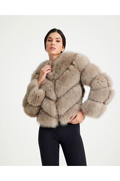 Milano Calvino Women's V-Form Zippered Convertible Fur Jacket (Can Be Made in...