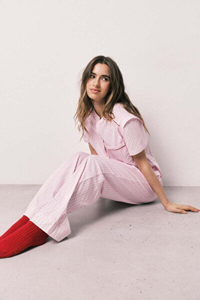 Women'secret بيجاما قطن مخطط بأكمام قصيرة وطويلة