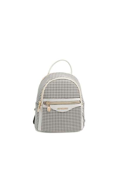Silver Polo Silver & Polo Sp983 Women's Backpack Crow's Feet Plaid Black-Bone