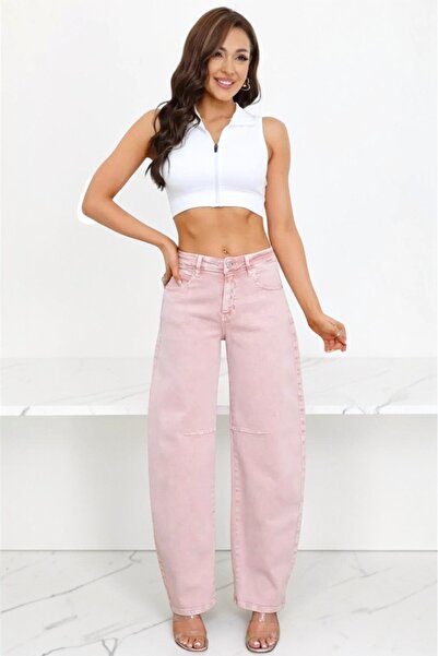 FashionForYou TORONTO loose fit jeans, washed look, Pink