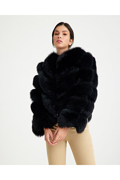 Milano Calvino Women's V-Form Zippered Convertible Fur Jacket (Can Be Made in...