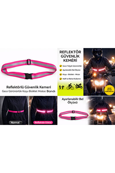 Vi Caro عاكس عملي وردي اللون حزام عالي الوضوح للرياضات الليلية وسلامة المرور ...
