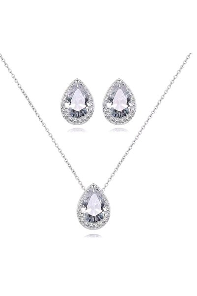 OEM Zirconium pendant earrings and necklace set CMA 099