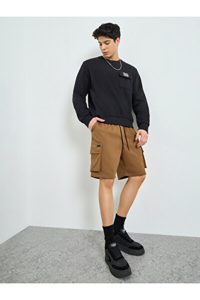 Take Two By Styli Men Brown Cargo Shorts with Drawstring