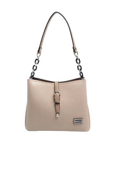 Silver Polo Silver & Polo Sp974 Women's Shoulder Bag Plain Dark Beige-Latte