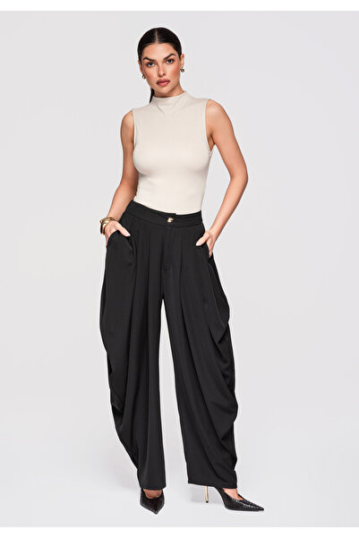 OMBRE Women's Elegant Pants OW-PA-E0004 High Waist, Shaped Cut Black