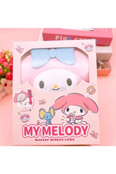 SANRIO مجموعة مرآة ومشط مكياج ماي ميلودي - إكسسوار تجميل محمول لطيف على طراز ...
