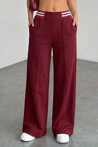 Mood Lab Βουργουνδί χρώματος φόρμα με λεπτομέρεια στη μέση, φαρδιά μπατζάκια,...