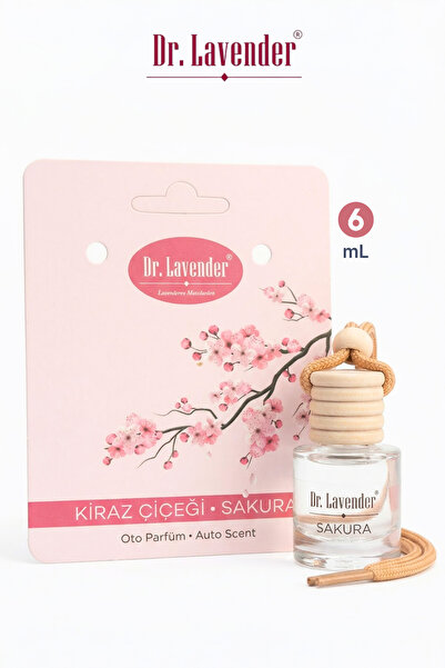 Dr.Lavender Kiraz Çiçeği Oto Parfüm 6 ml Bambu Kapaklı Askılı Cam Şişe Araç K...