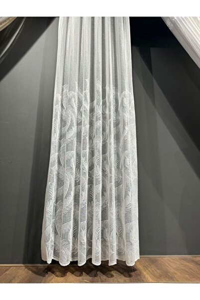 Belvedere Modern Leaf Patterned Off-White Closely Pleated Light-Transmitting ...