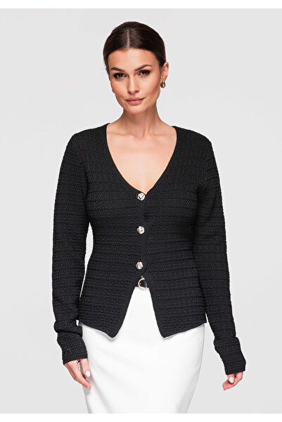 OMBRE Women's Elegant Cardigan OW-SWCD-0100 Knitted Ladies Black