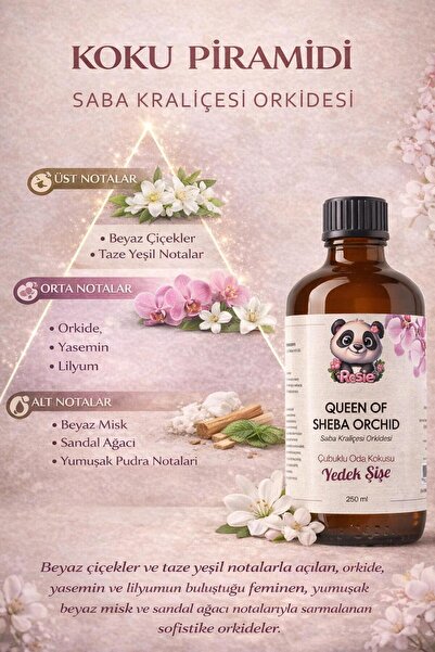 Rosie Queen of Sheba Orchid Çubuklu Oda Kokusu Yedek Şişe 250 ml – Orchid (Orkide) Reed Diffuser Refill