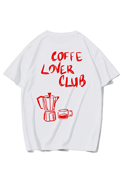 BRZ COLLECTION Unisex supradimensionat Clubul Iubitorilor de Cafea tricou (ALB)