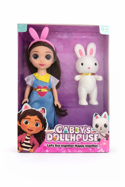 NO BRAND Easter Gift - 15 cm Girl Doll Set with Bunny Figurine, Doll for Chil...