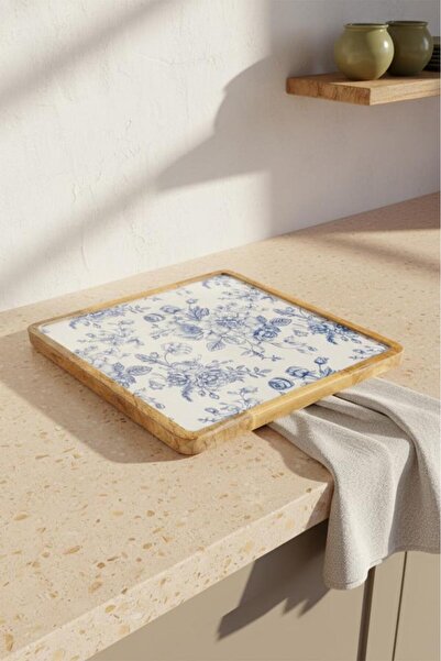 Bambum Gura - Mango Wood Square Tray Rose Large