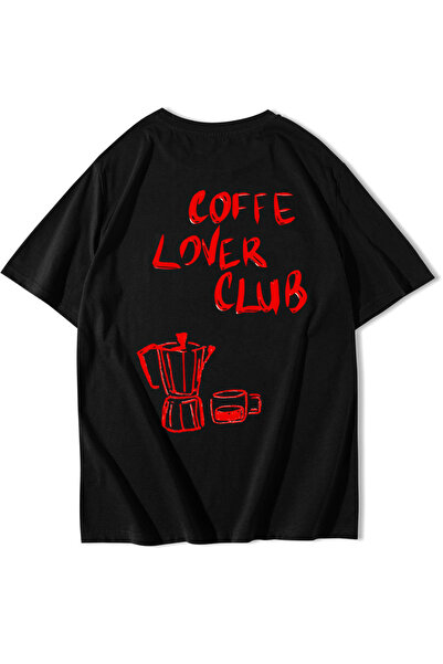 BRZ COLLECTION Unisex supradimensionat Clubul Iubitorilor de Cafea tricou Negru