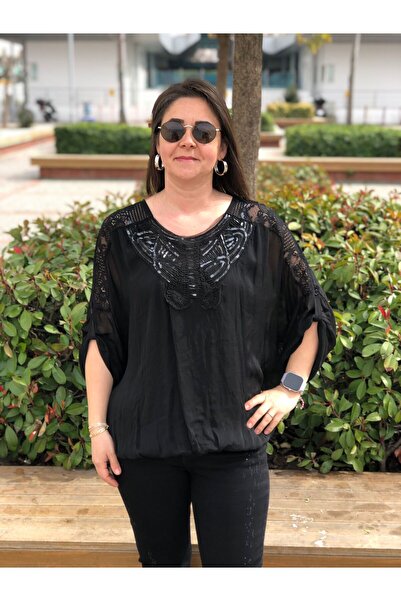 BAKTAGÖR SIRT DETAYLI İPEK ŞİFON BLUZ