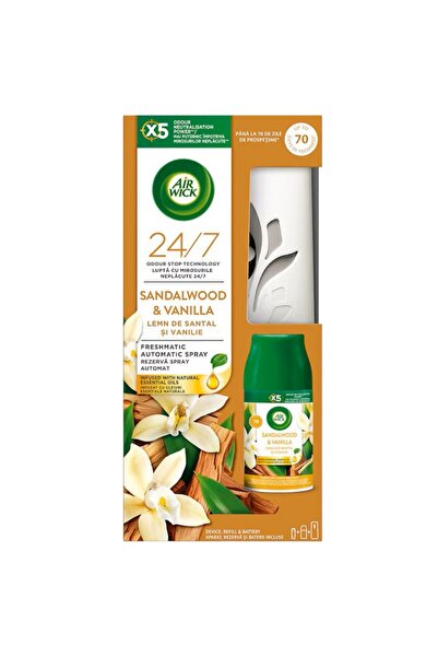 Air Wick Spray automat de cameră, lemn de santal și vanilie, 250 ml
