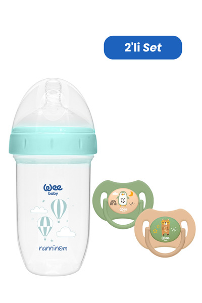 Wee Baby Nanninom Antikolik Geniş Ağızlı Biberon 250 ml ve Duo No: 1 Emzik
