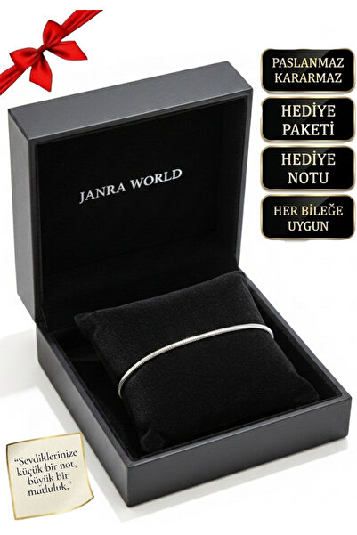 JANRA WORLD سوار من الفولاذ المقاوم للصدأ للجنسين، لا يفقد لونه، لون فضي، مع ...