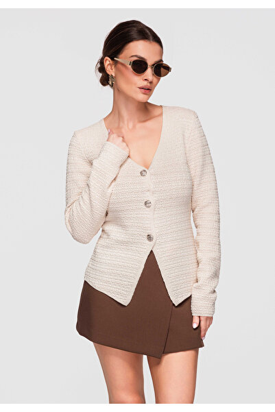 OMBRE Women's Elegant Cardigan OW-SWCD-0100 Knitted Ladies Beige