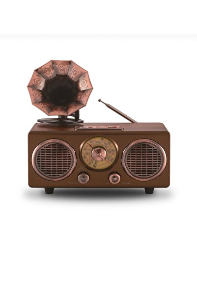 Nostalji Gramofon Tasarım Ahşap Görünümlü Bluetooth Nostaljik Retro Radyo USB...