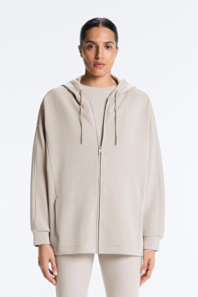 Oysho Kapüşonlu uzun fitilli detaylı modal brushed ceket