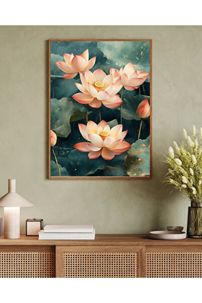 Tuba Decor Tablou într-o singură bucată cu ramă din lemn, serie de artă japandi