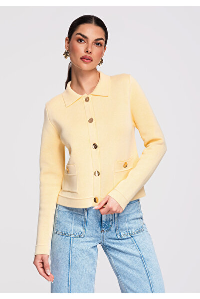 OMBRE Women's Elegant Cardigan OW-SWCD-0103 Yellow