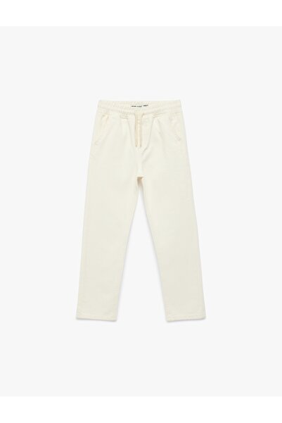 Koton Памучни панталони с джобове и детайли от деним