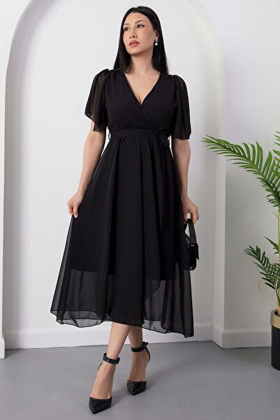 PULLIMM decolteu petrecut în V Rochie cu mânecă scurtă cu volane 2026-4520