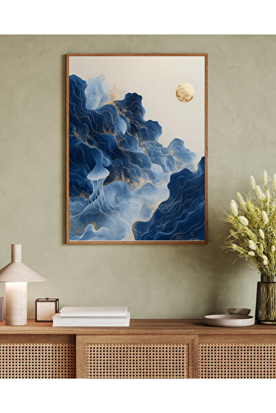 Tuba Decor Tablou într-o singură bucată cu ramă din lemn, serie de artă japandi