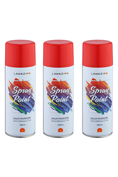 Lawazim Pack of 3 Spray Paint Set 228 Pure Red - 400ml - Multi-Purpose Paint ...
