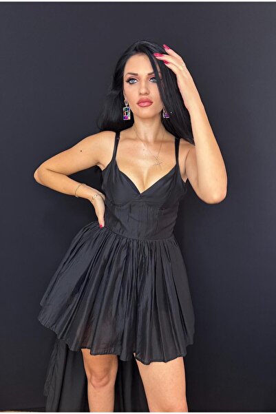 Diva Exclusive Fashion Rochie elegantă satinată asimetrică, cu trenă, bretele...