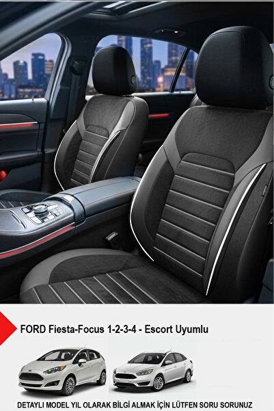 GM-DESIGN غطاء مقعد سيارة فاخر من سلسلة ألكانتارا - (متوافق مع فورد فوكس-فييستا)