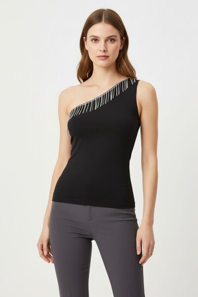 Rays Black Chain Detail Strap Blouse 15049