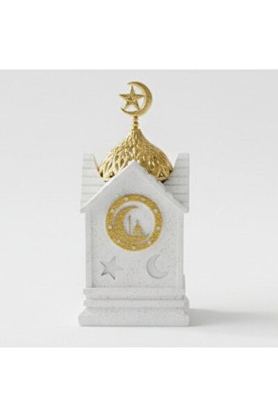 AKDC Compact White Ceramic Incense Burner with Golden Lid