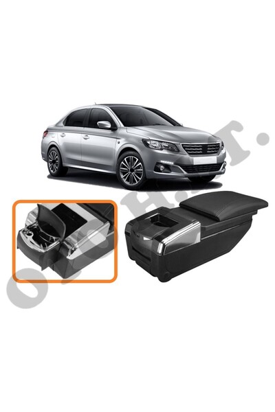 OTO H.İ.T. PEUGEOT 301 UYUMLU BARDAKLIKLI LÜKS KOL DAYAMA KOLÇAK SİYAH İTHAL.