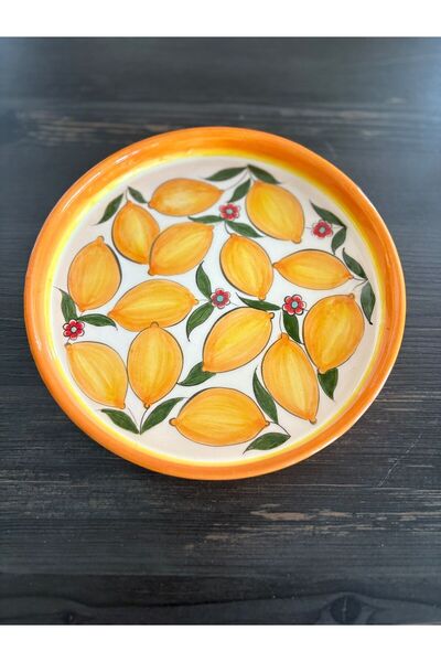 Ayosse Handmade Lemon Patterned 19 cm Ceramic Presentation Serving Plate