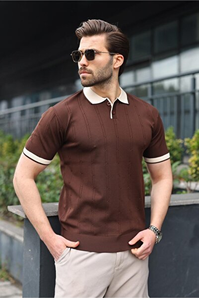 ModaYaren Polo Collar Buttoned Knitted Patterned Knitwear T-Shirt - Mdy6-9831