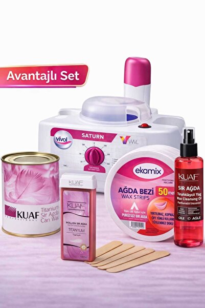 Kuaf Konserve Sir Ağda Titanyum Pudralı 800 Ml+Saturn 1+1 Makina+Titanyum Rol...