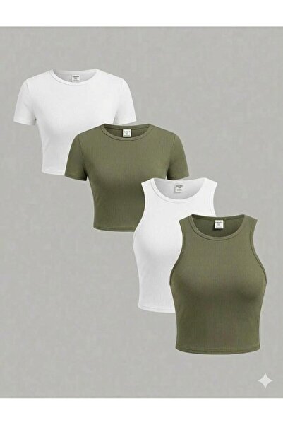 MİLYA&GYM Kadın 4'lü Paket Fitilli Kaşkorse Pamuklu Vücuda Yapışan Bisiklet Y...