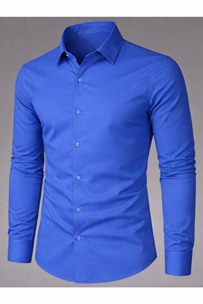 The Robi Ανδρικό πουκάμισο σε μπλε ναυτικό από τερικοτόν