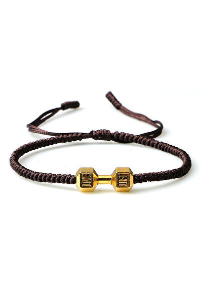 EFAYN.RO Bracelet, fitness model, dumbbell pendant, adjustable, unisex, brown...