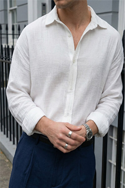 Livio Ferri Cămașă cu mânecă lungă Yurin Premium Muslin bumbac 100% supradime...